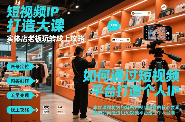 短视频ip打造大课，实体店老板玩转线上攻略-追逐云网创