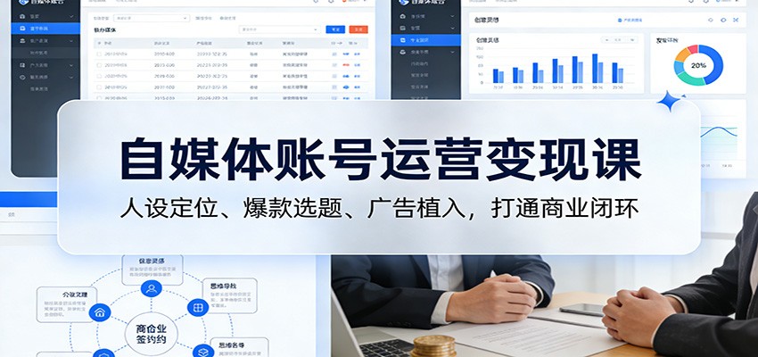 自媒体账号运营变现课：人设定位、爆款选题、广告植入，打通商业闭环-追逐云网创