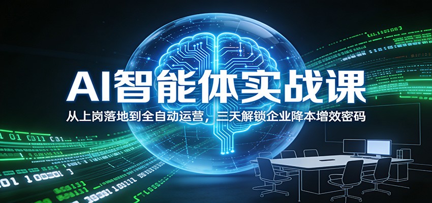 AI智能体实战课：从上岗落地到全自动运营，三天解锁企业降本增效密码-追逐云网创