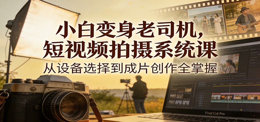 小白变身老司机，短视频拍摄系统课，从设备选择到成片创作全掌握-追逐云网创