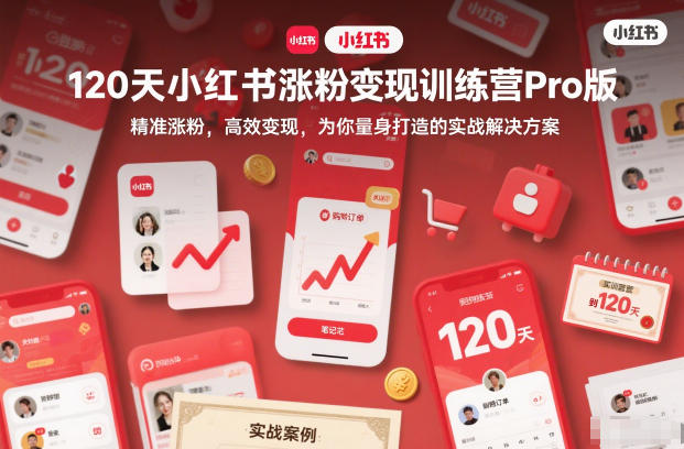 120天小红书涨粉变现训练营Pro版，精准涨粉，高效变现，为你量身打造的实战解决方案-追逐云网创