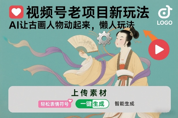 视频号老项目新玩法，AI让古画人物动起来，懒人玩法，附详细教程-追逐云网创